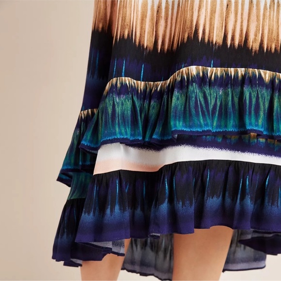 Anthropologie Abstract Tie-Dye Ruffled Skirt - Picture 4 of 4